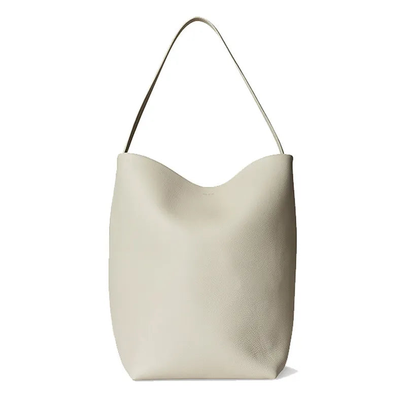 The Row Large-Capacity Pebbled Leather Bucket Bag