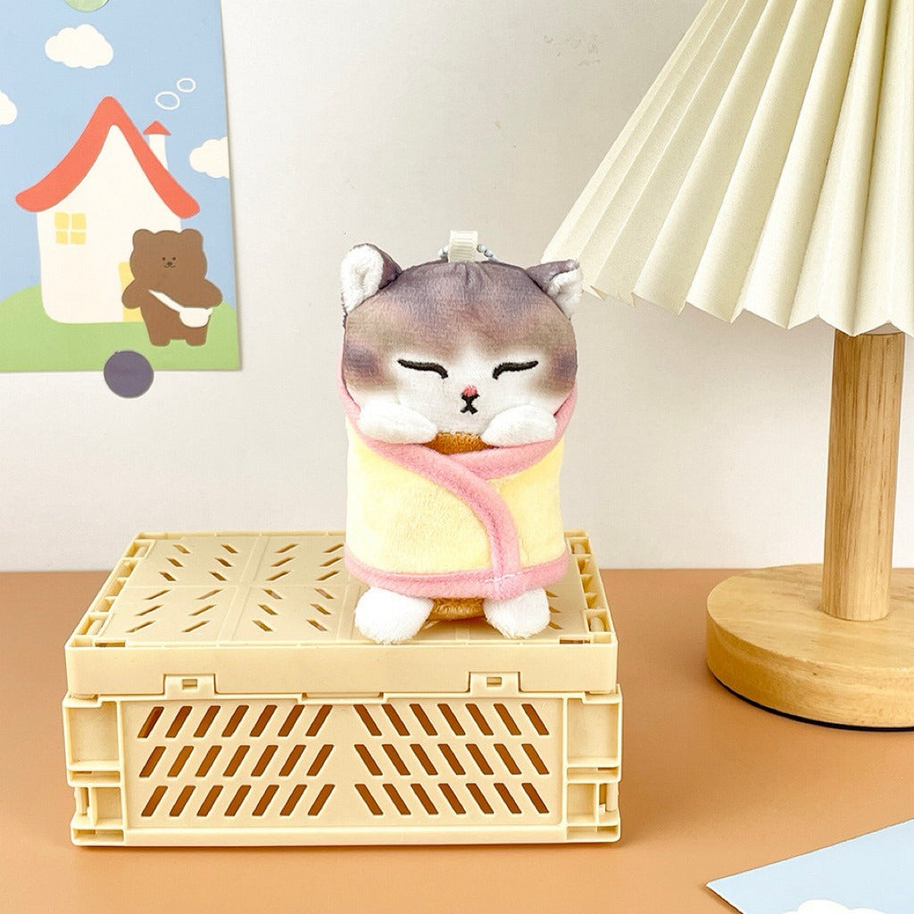Mofusand Swaddled Kitten Plush Keychains