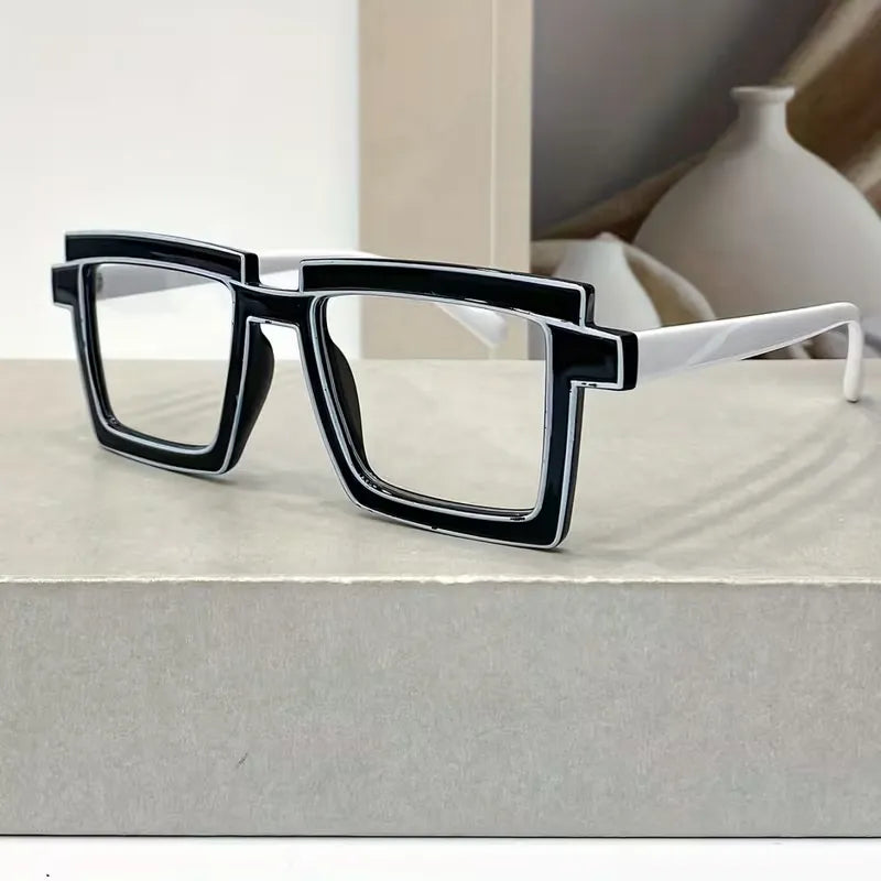 Retro Cyber-Block Decorative Glasses