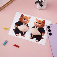 3D Chubby Boss Cat Belly Squishy Sticker