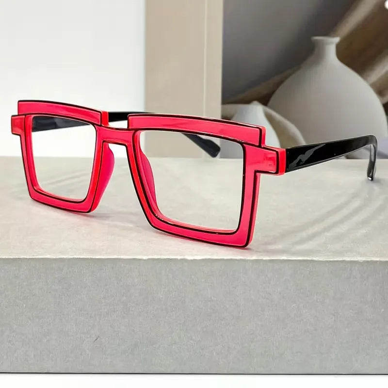 Retro Cyber-Block Decorative Glasses