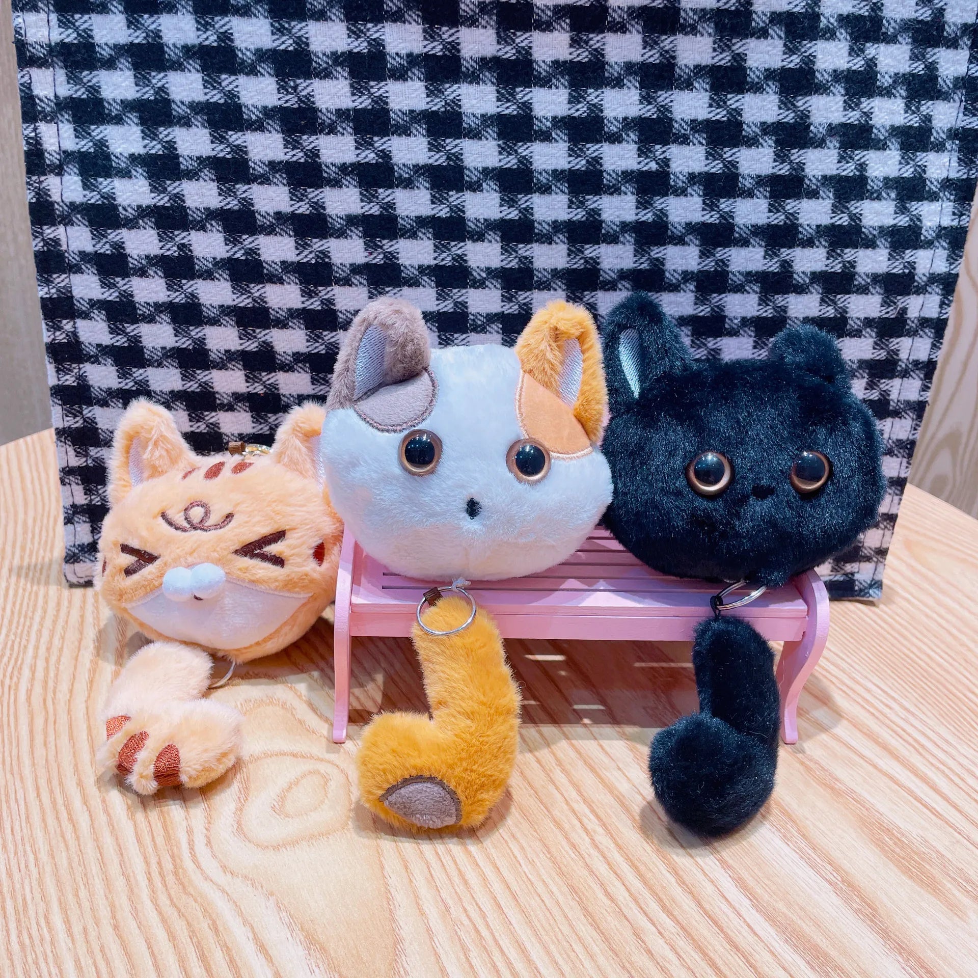 Stretchy Tail Cat Plush Keychain