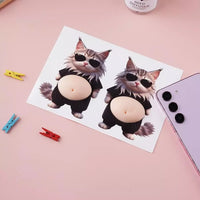 3D Chubby Boss Cat Belly Squishy Sticker