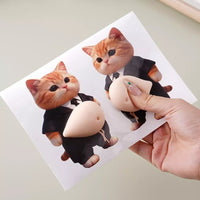 3D Chubby Boss Cat Belly Squishy Sticker