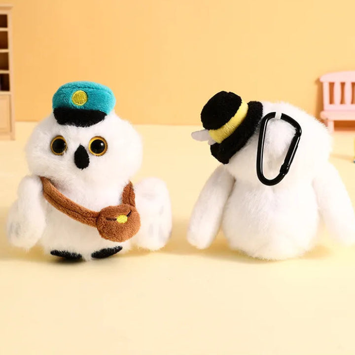Snowy Sentinel Messenger Owl Keychain