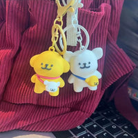Cute Line Puppies Couple Keychain