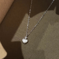 Brushed Peach Heart Minimalist Necklace