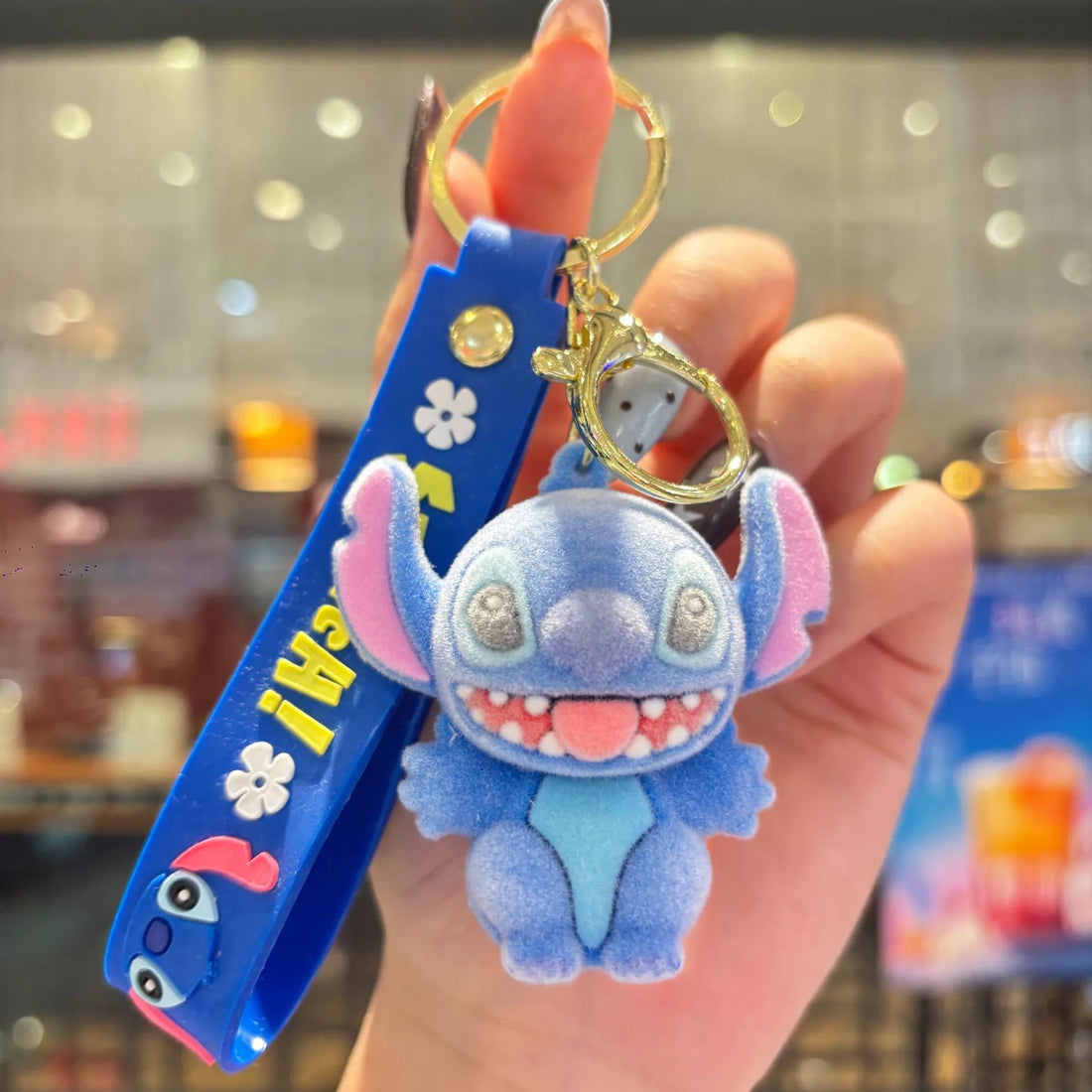Stitch Tropical Fuzz Flocked Keychain