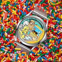 Retro Cyber Pinball Arcade Robot Novelty Watch