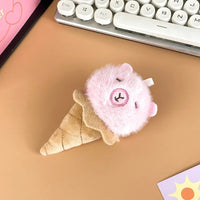 Capybara Ice Cream Cone Plush Keychain
