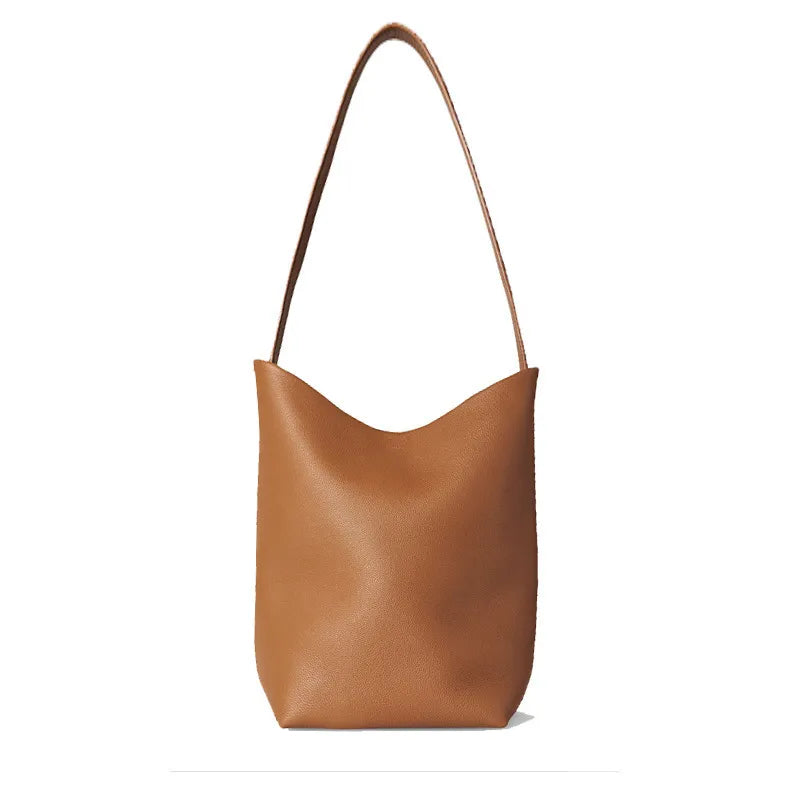 The Row Large-Capacity Pebbled Leather Bucket Bag
