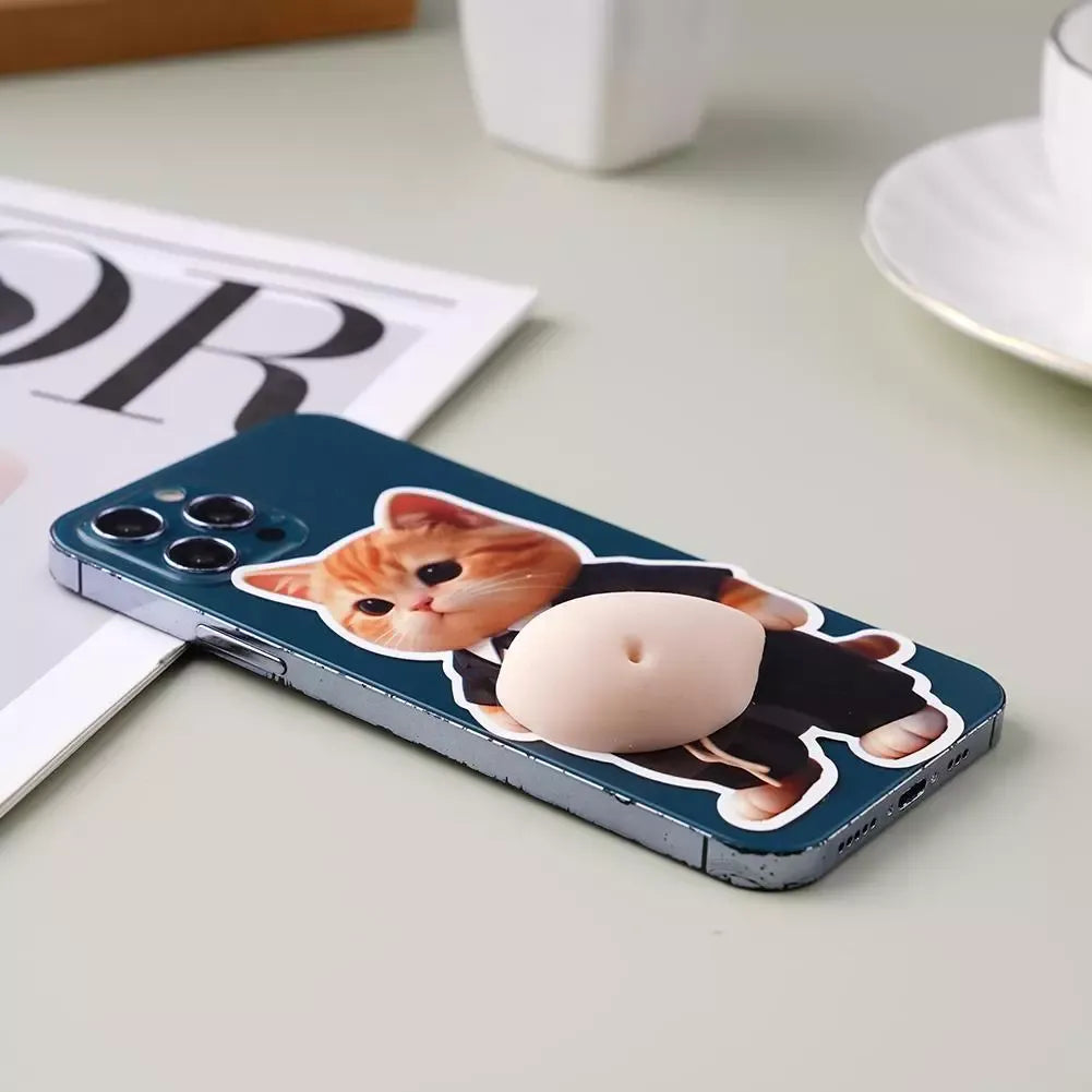 3D Chubby Boss Cat Belly Squishy Sticker