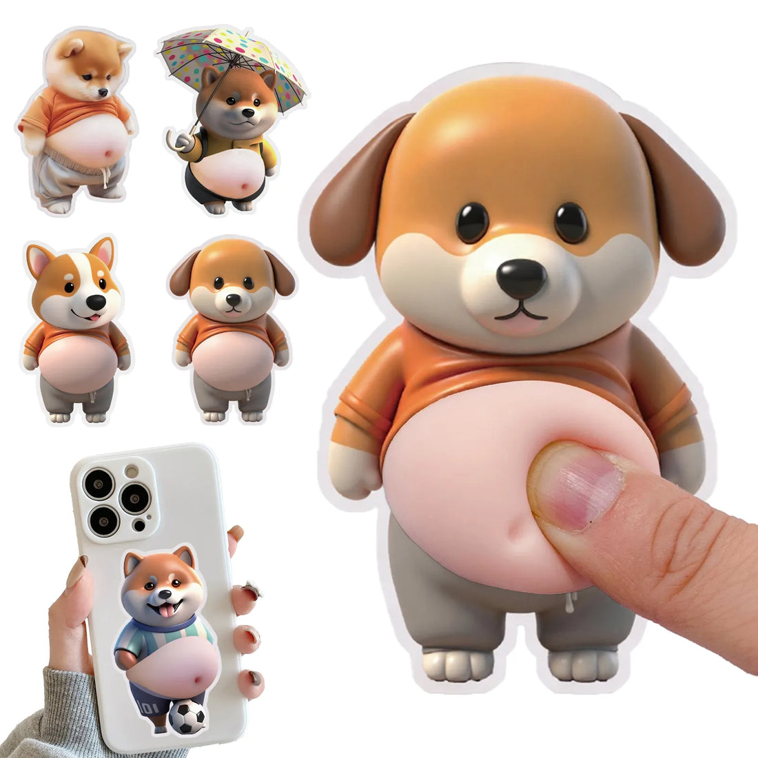 3D Chubby Puppy Belly Squishy Fidget Sticker