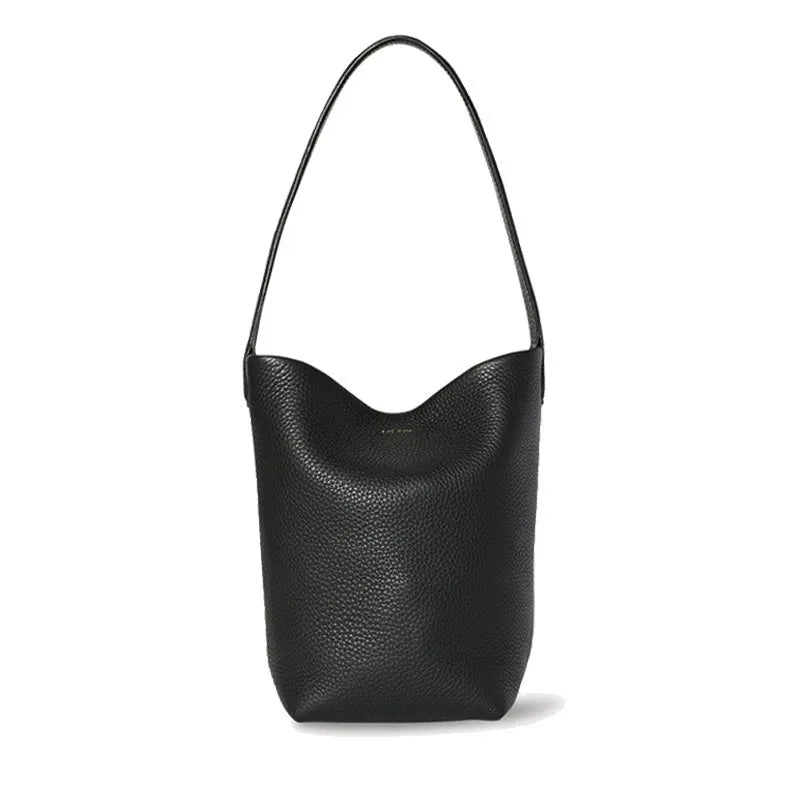 The Row Large-Capacity Pebbled Leather Bucket Bag