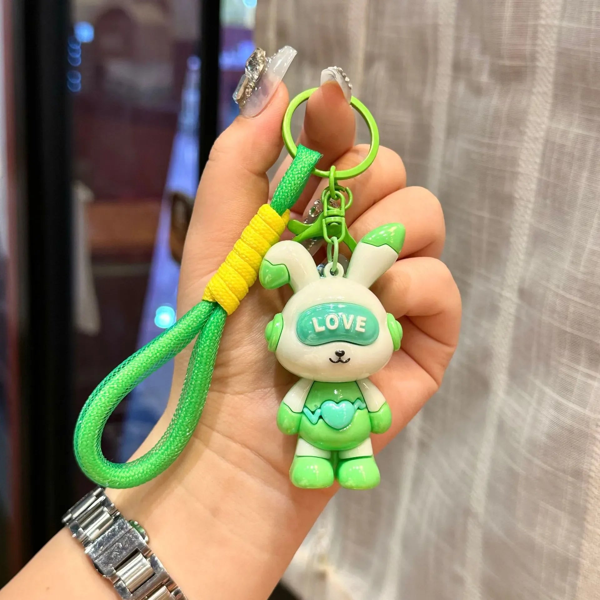 Bunny Love-Bot Gradient Keychain