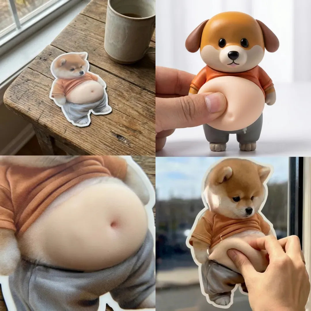 3D Chubby Puppy Belly Squishy Fidget Sticker