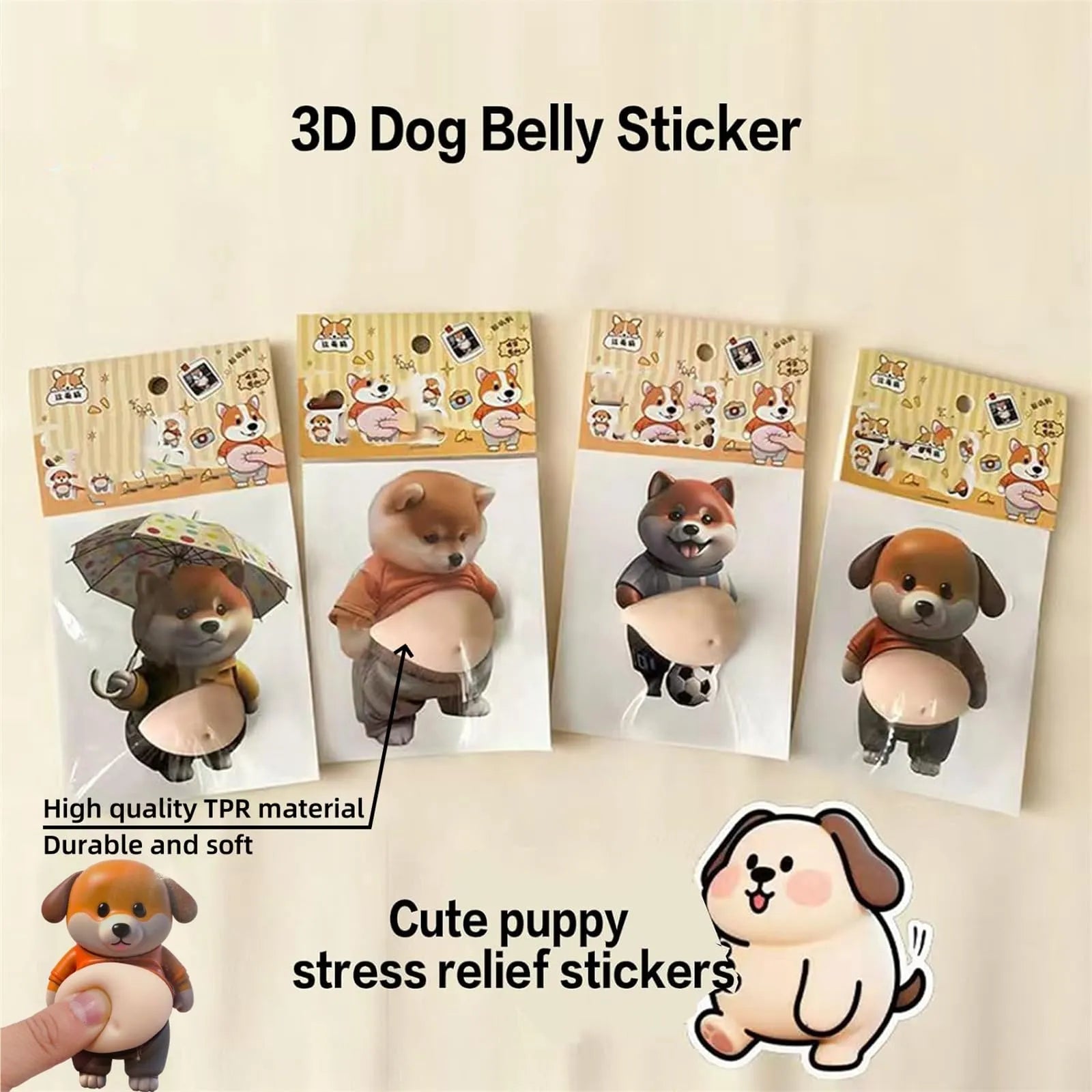 3D Chubby Puppy Belly Squishy Fidget Sticker