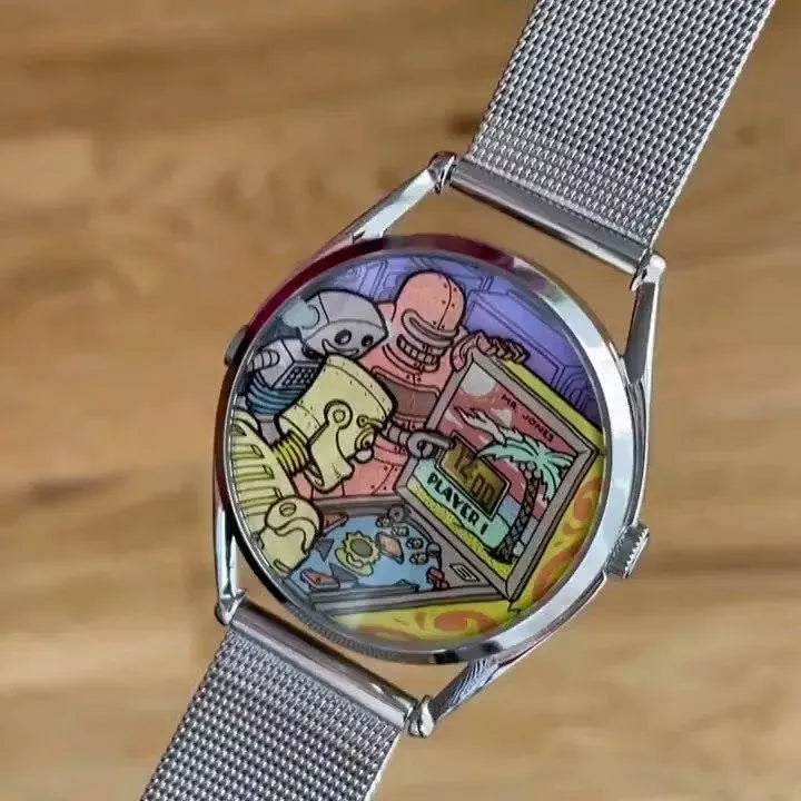 Retro Cyber Pinball Arcade Robot Novelty Watch
