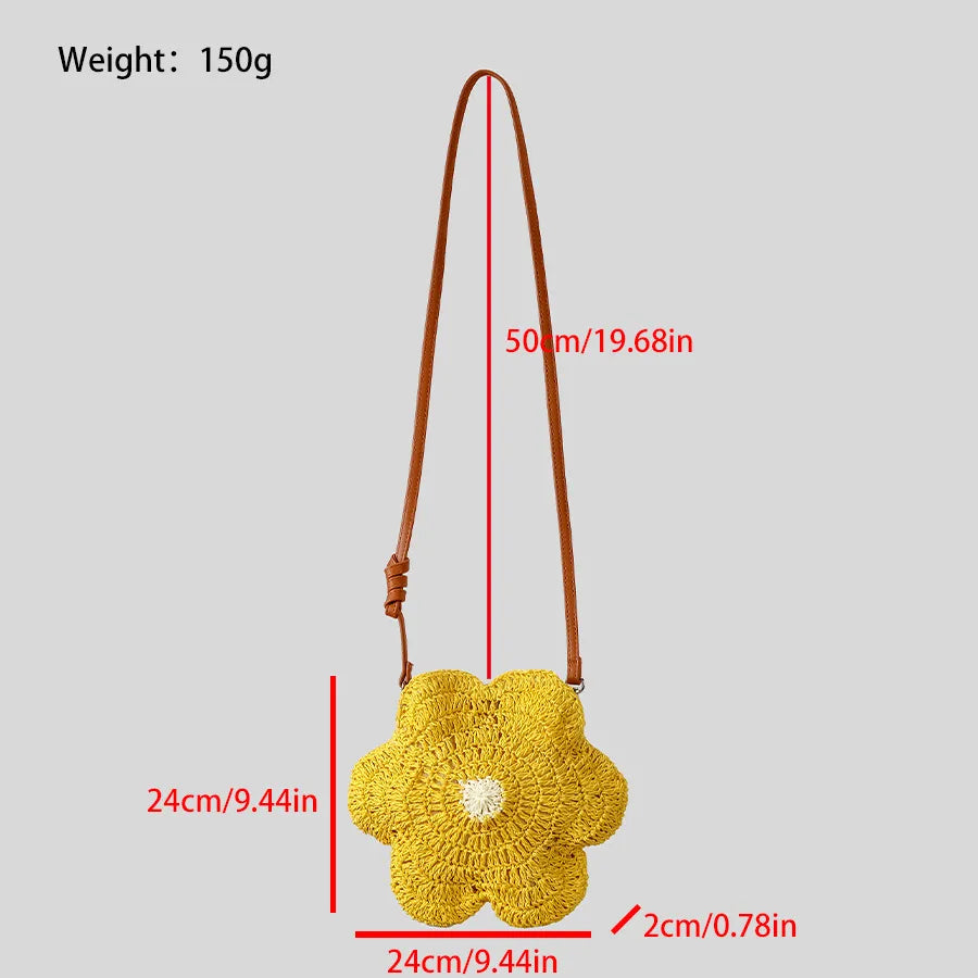 Marina-Chic Blossom Sunflower Woven Straw Bag