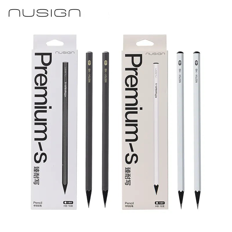 Two Nusign Premium-S pencils with their packaging on a white background