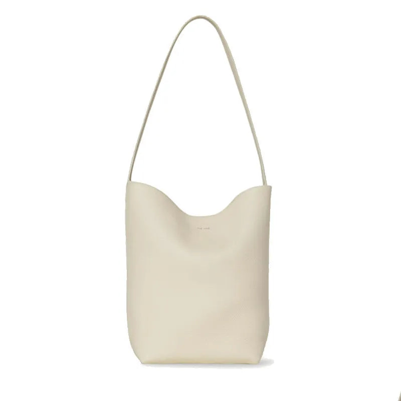 The Row Large-Capacity Pebbled Leather Bucket Bag