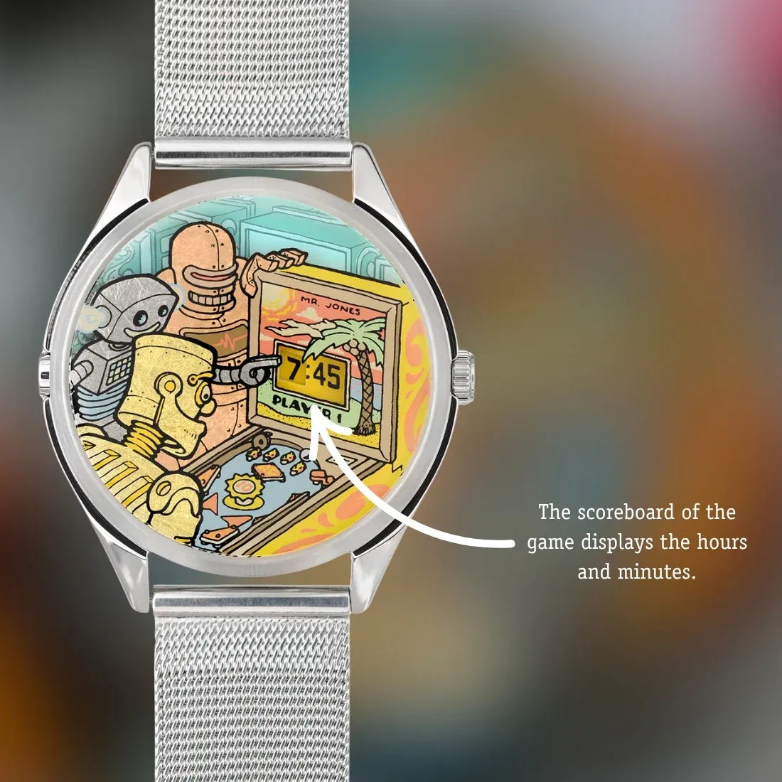 Retro Cyber Pinball Arcade Robot Novelty Watch