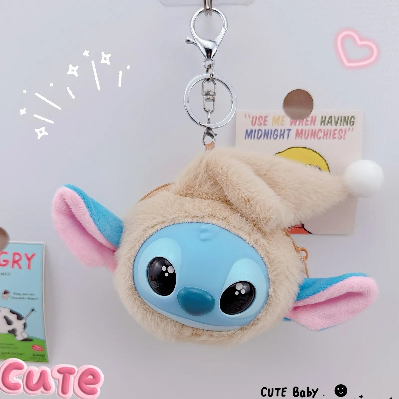 Stitch Big Head Eat Before Sleep Keychain