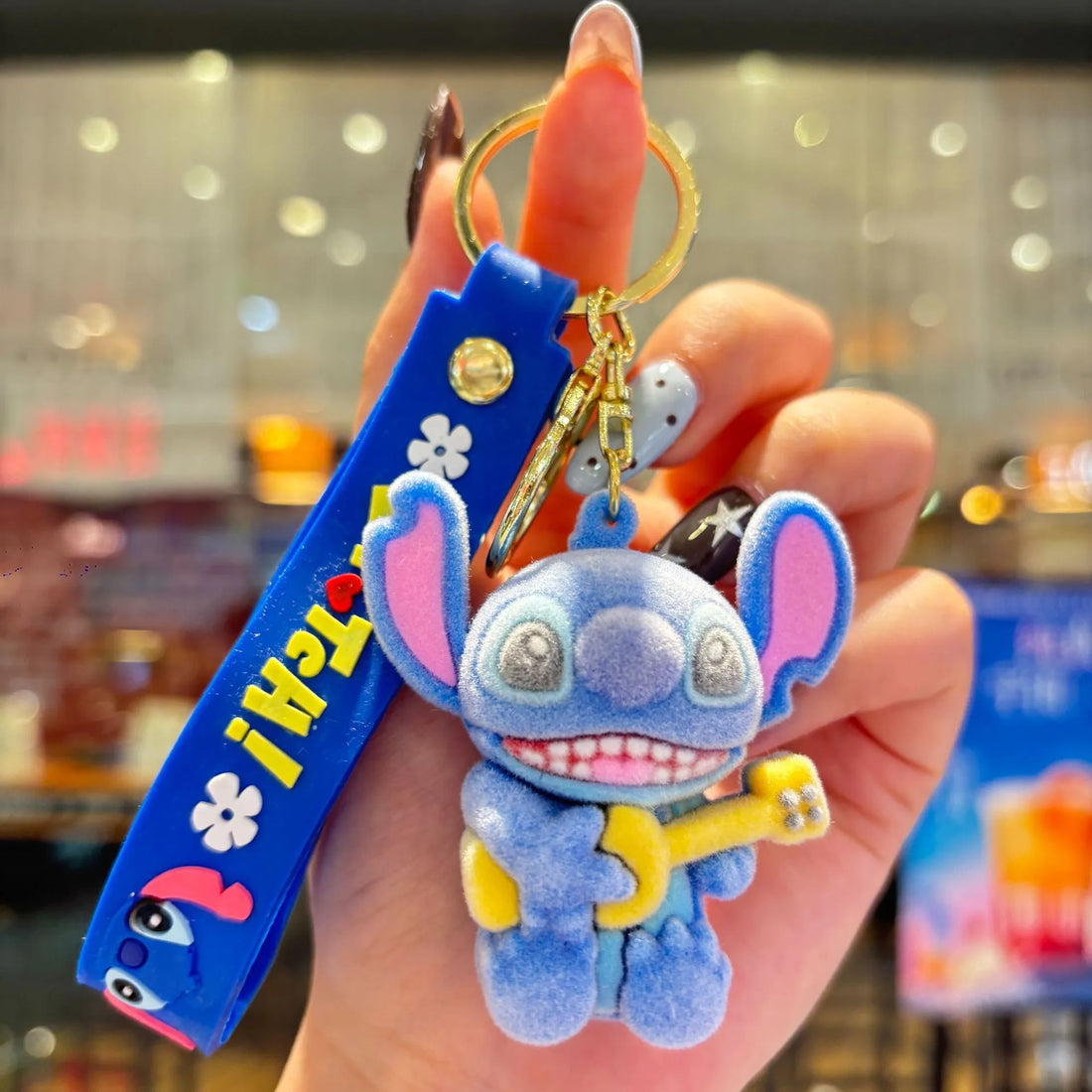 Stitch Tropical Fuzz Flocked Keychain