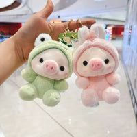 Costume Piggy Plush Keychain