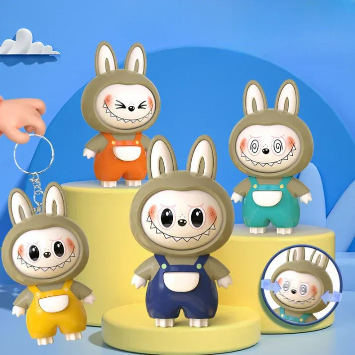 4 in 1 Mood Labubu Face Changing Keychain