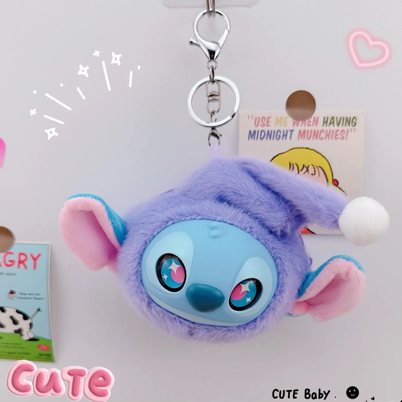 Stitch Big Head Eat Before Sleep Keychain