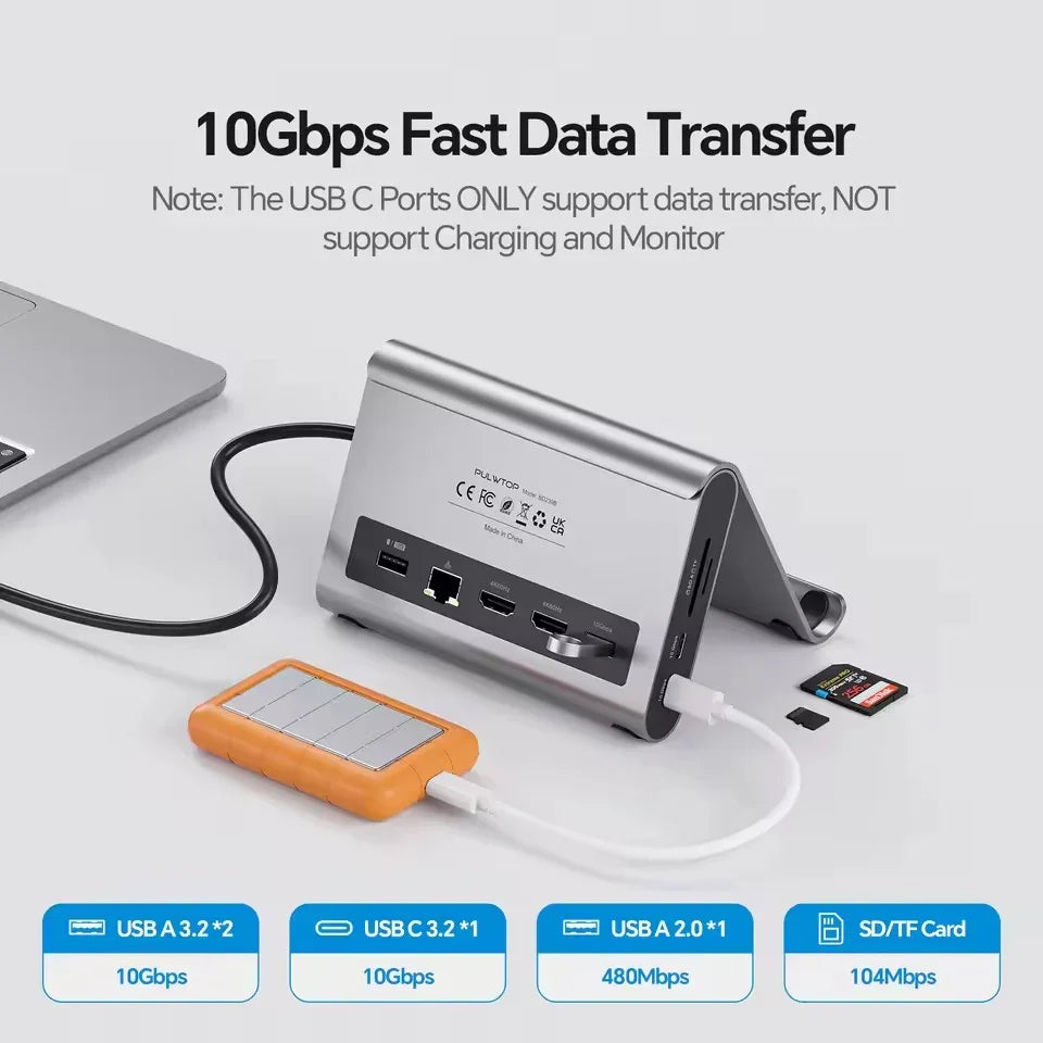 PULWTOP USB-C Dual Monitor Docking Station