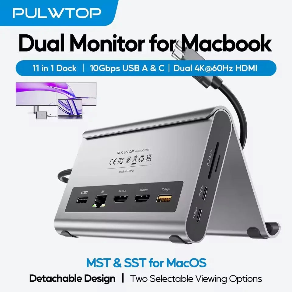 PULWTOP USB-C Dual Monitor Docking Station