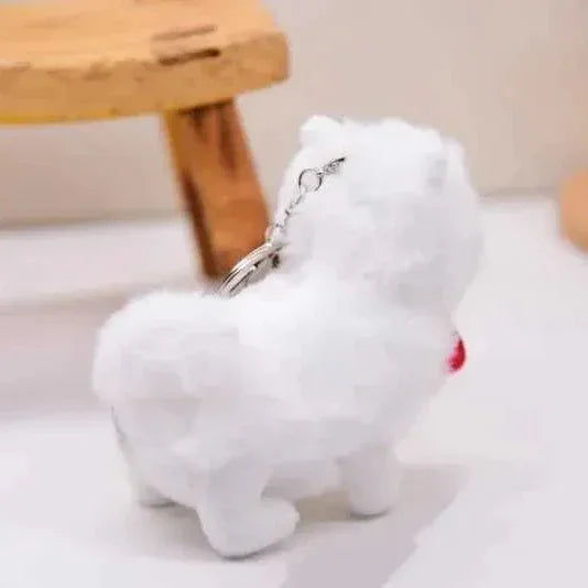 Cute Samoyed Dog Plush Keychain