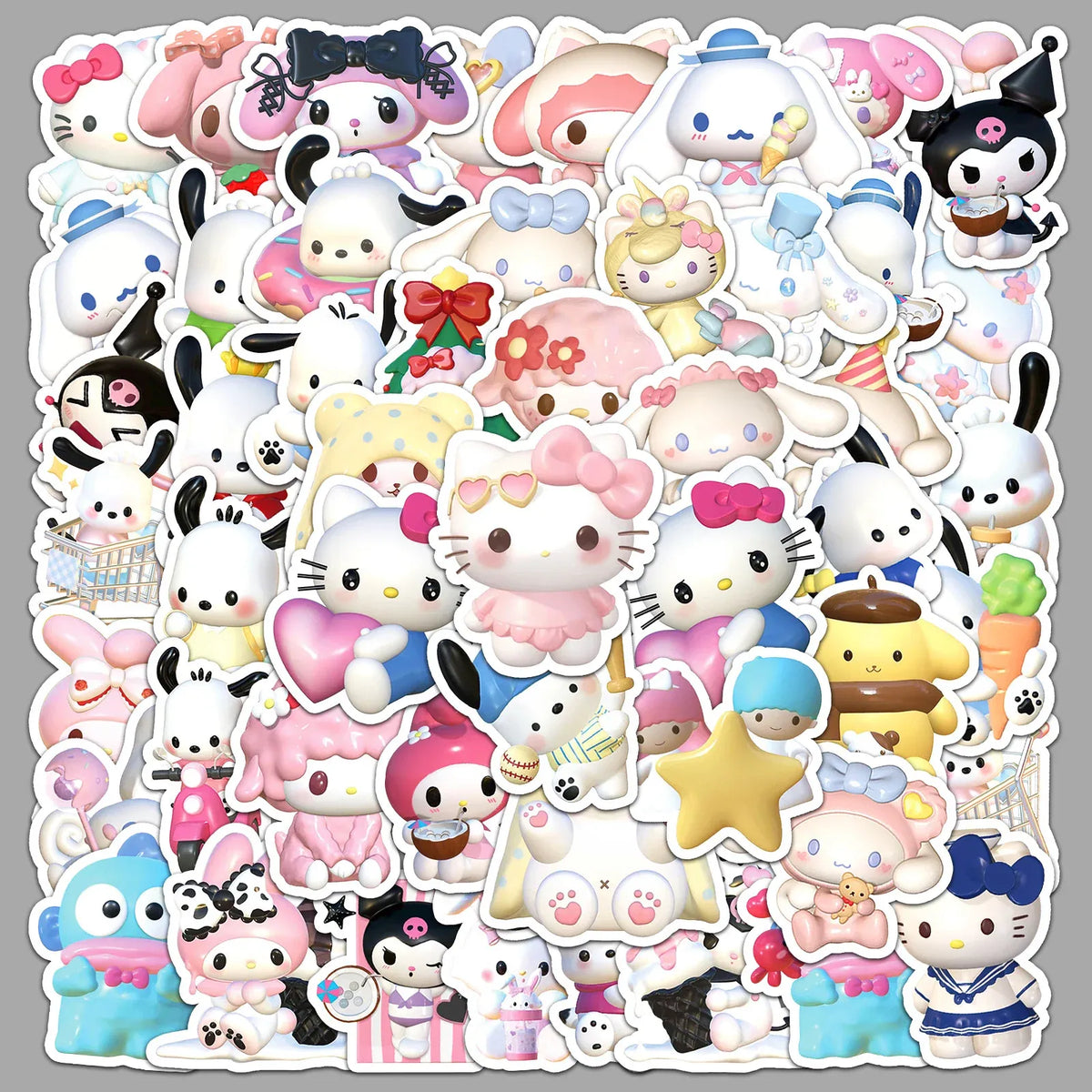 Sanrio All-Stars 3D Matte Aesthetic Sticker Pack (50 Pcs)