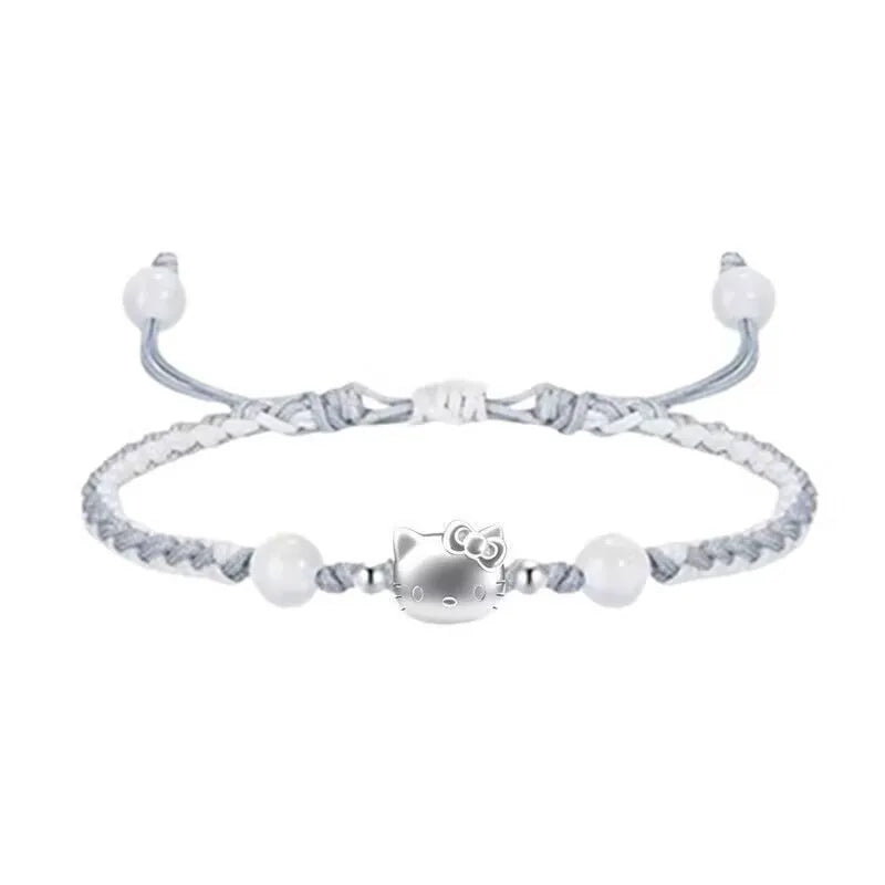 Hello Kitty Sterling Silver Braided Charm Bracelet