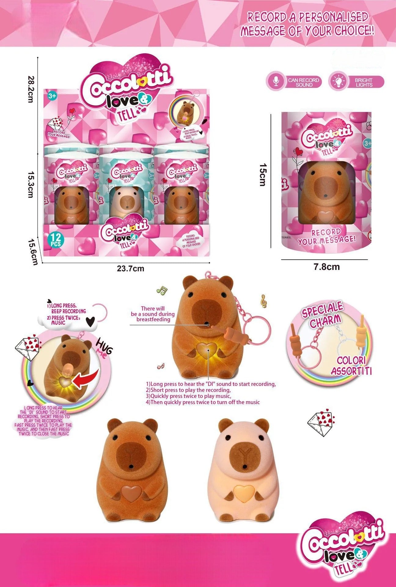 Capybara Love & Tell Pacifier Charm Keychain