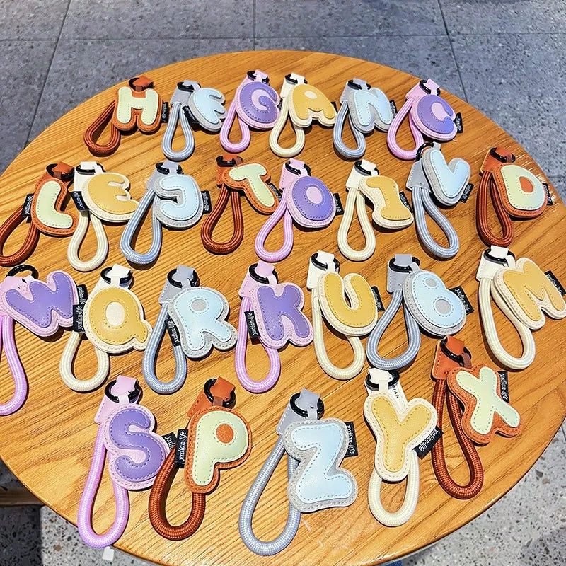 Signature Style Leather Letter Keychain