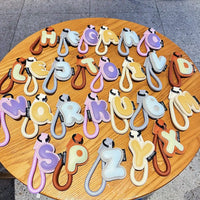 Signature Style Leather Letter Keychain