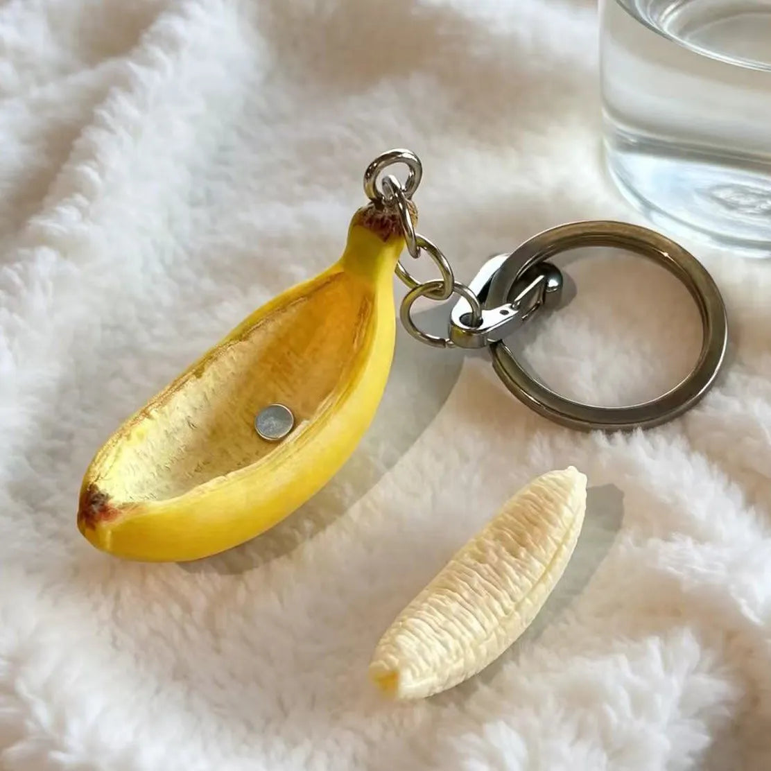 Peeled Banana Magnetic Snap Fidget Keychain