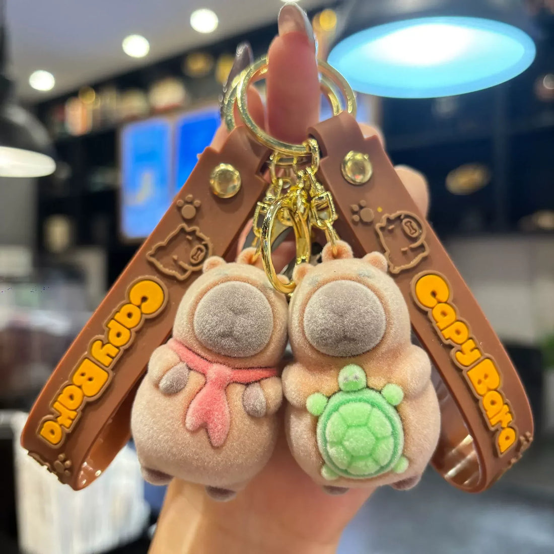 Zen Calm Capybara Flocked Keychain