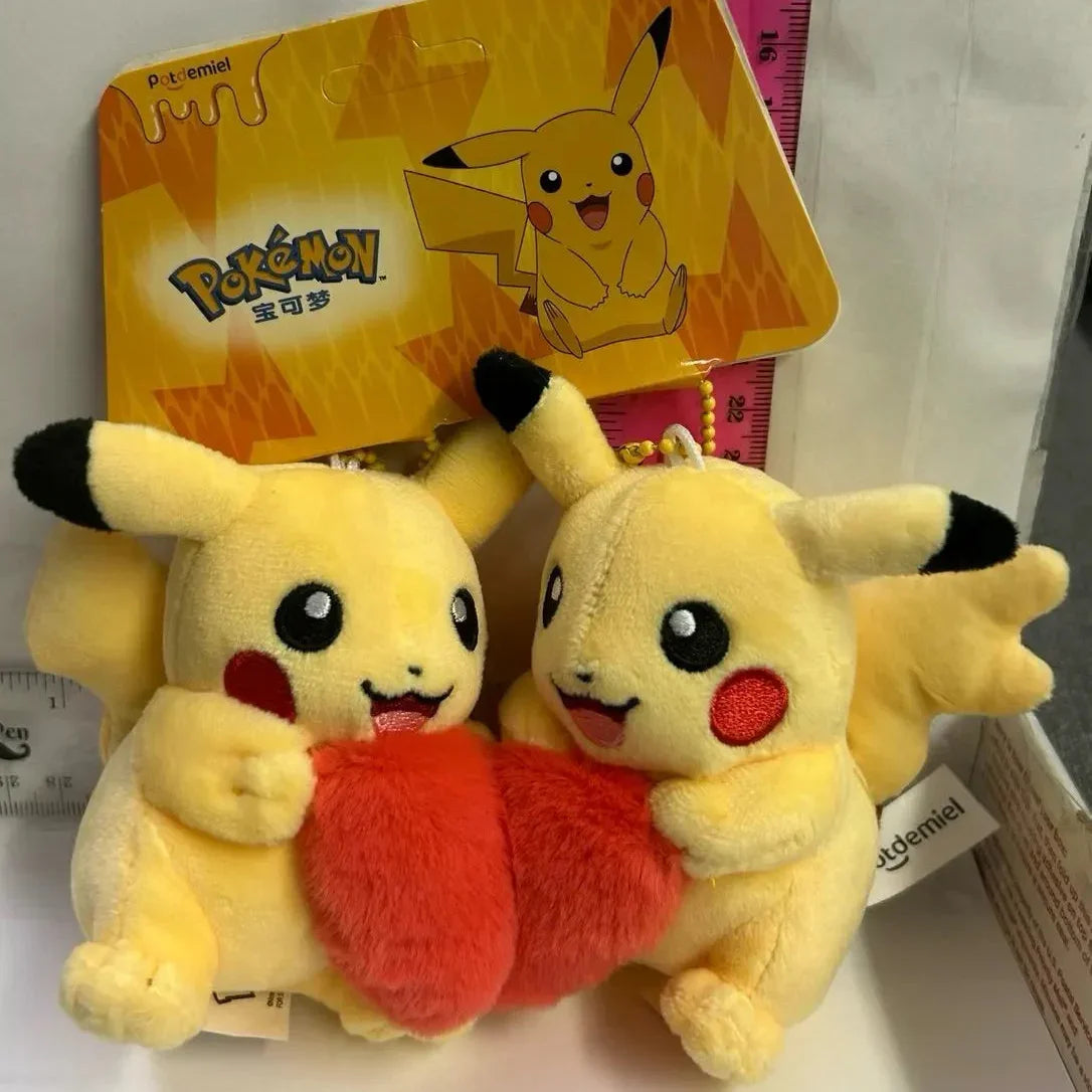 Authentic Pikachu Heart Couple Plush Keychain