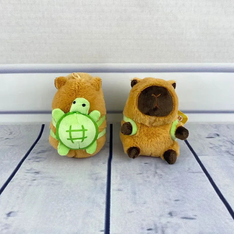 Capy Turtle Backpack Plush Keychain