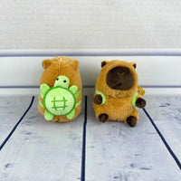 Capy Turtle Backpack Plush Keychain