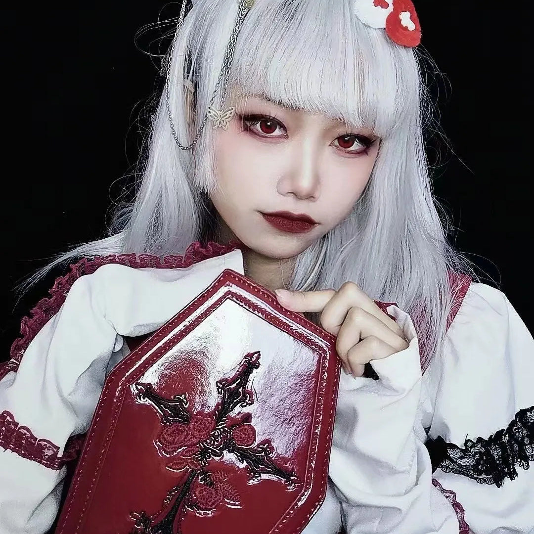 Nocturnia Crimson Crypt Gothic Coffin Handbag