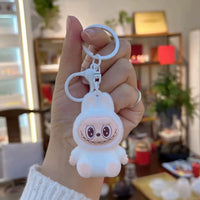 Seated Labubu Flocking Keychain