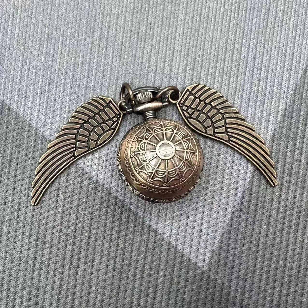 Vintage Golden Snitch Winged Pocket Watch Necklace