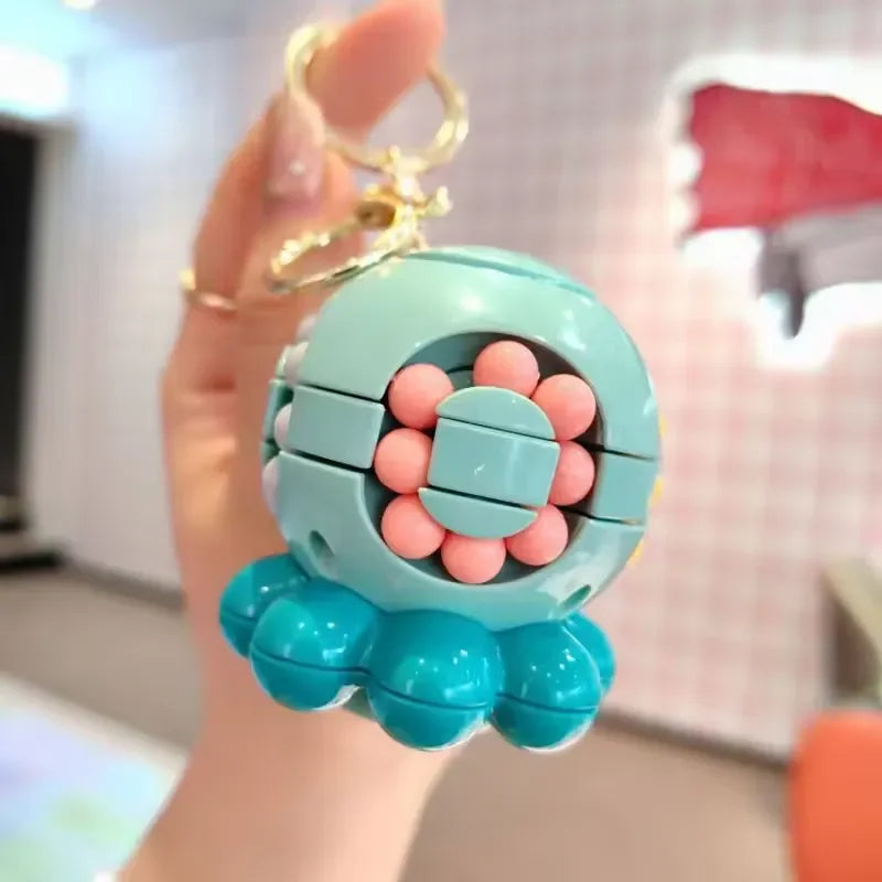 Octopus Rubik's Cube Game Keychain