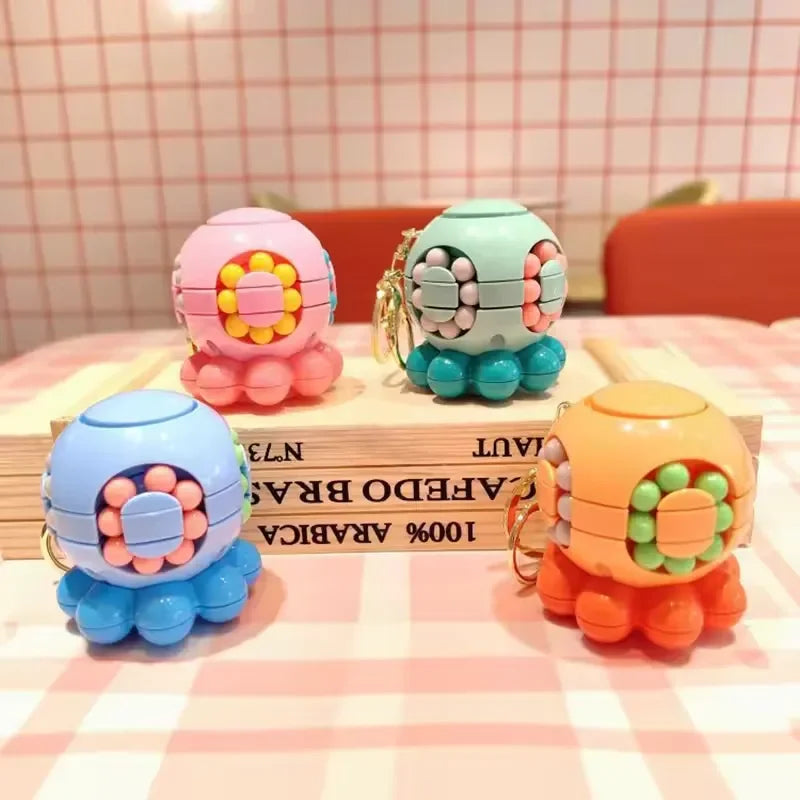 Octopus Rubik's Cube Game Keychain