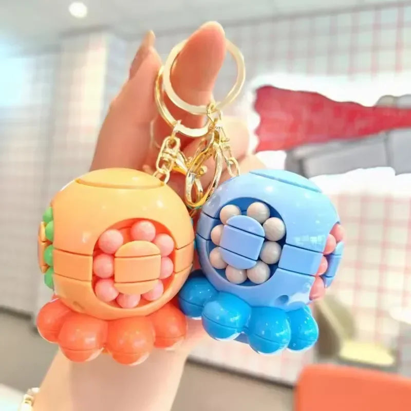 Octopus Rubik's Cube Game Keychain